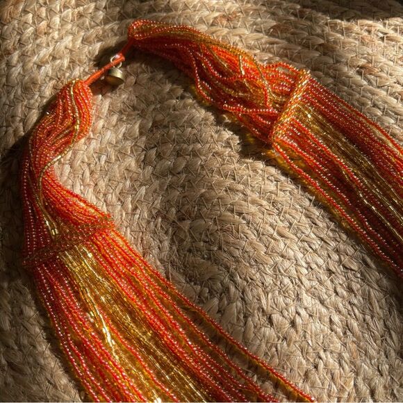 Sashka Co Orange & Yellow Seed Bead Necklace - Picture 3 of 3